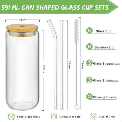 6 Pcs Can Shaped Glass Cups Beer & Ice Coffee Glasses