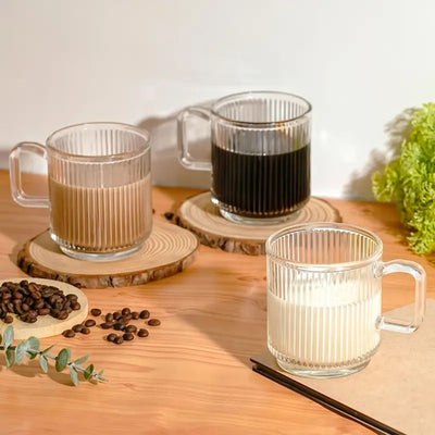 6 PACK Premium Glass Coffee Mugs with Handle