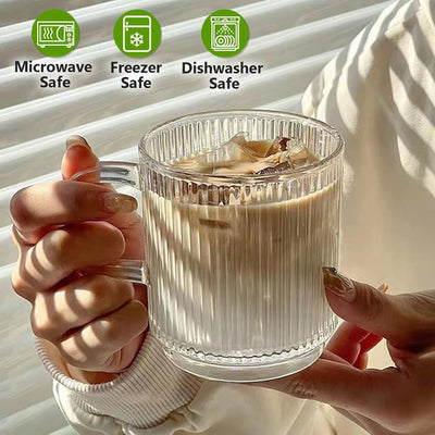 6 PACK Premium Glass Coffee Mugs with Handle