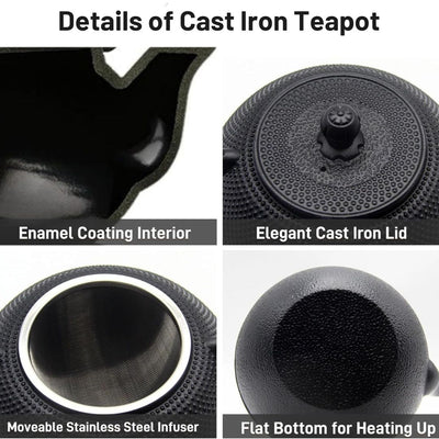 Black Dotted Cast Iron Tea Set